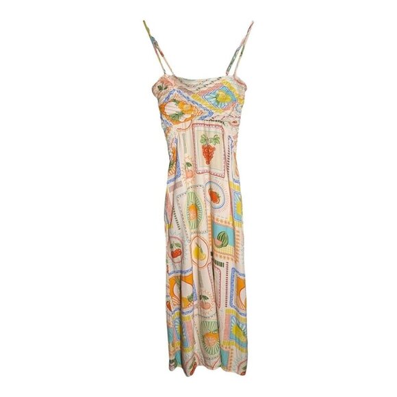 Seven Wonders Dress Fruit Maxi Whimsy Tropical Vacation Resort Beach Women Small - Picture 1 of 14